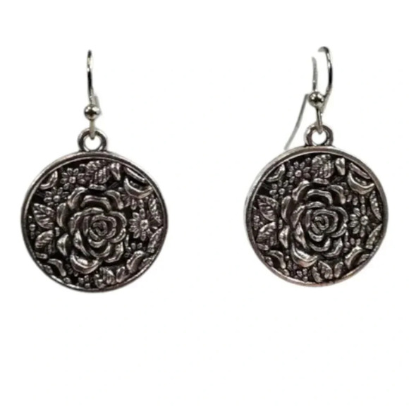 Rose Medallion Earrings - Picture 4 of 8
